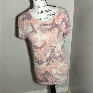 We The Free Pink and Cream Camo Tee